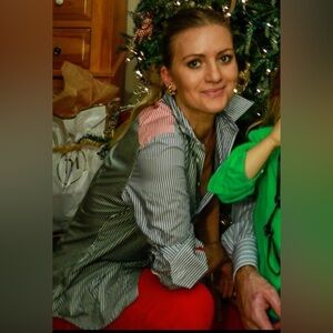 Multicolored Polo Ralph Lauren Women's Custom Fit Cotton Striped Shirt